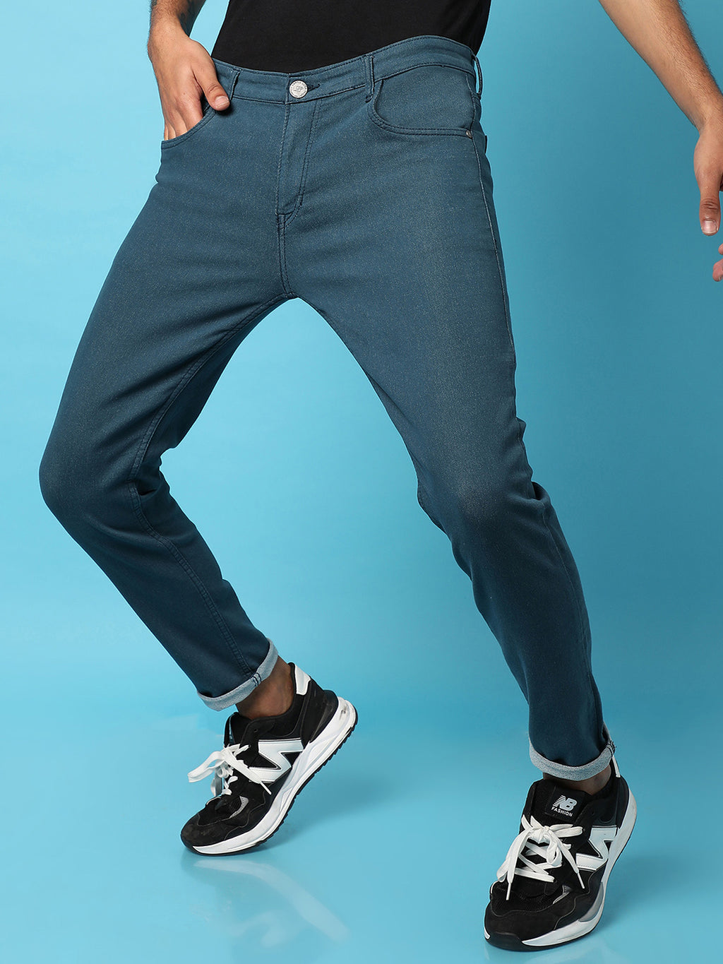 Rolled Hem Denim Jeans