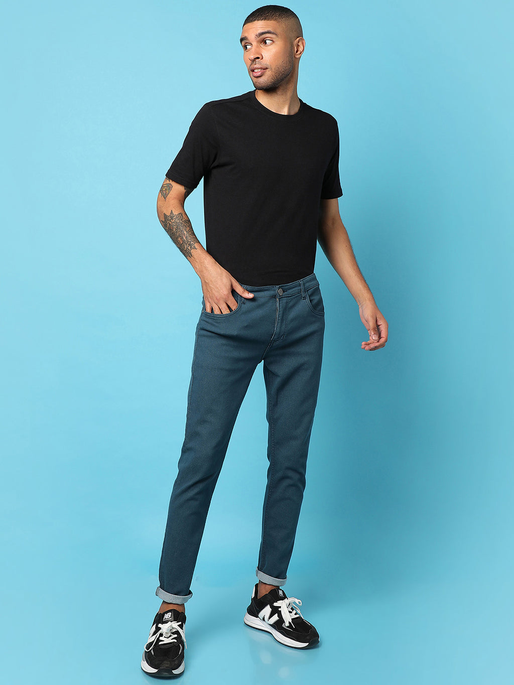 Rolled Hem Denim Jeans