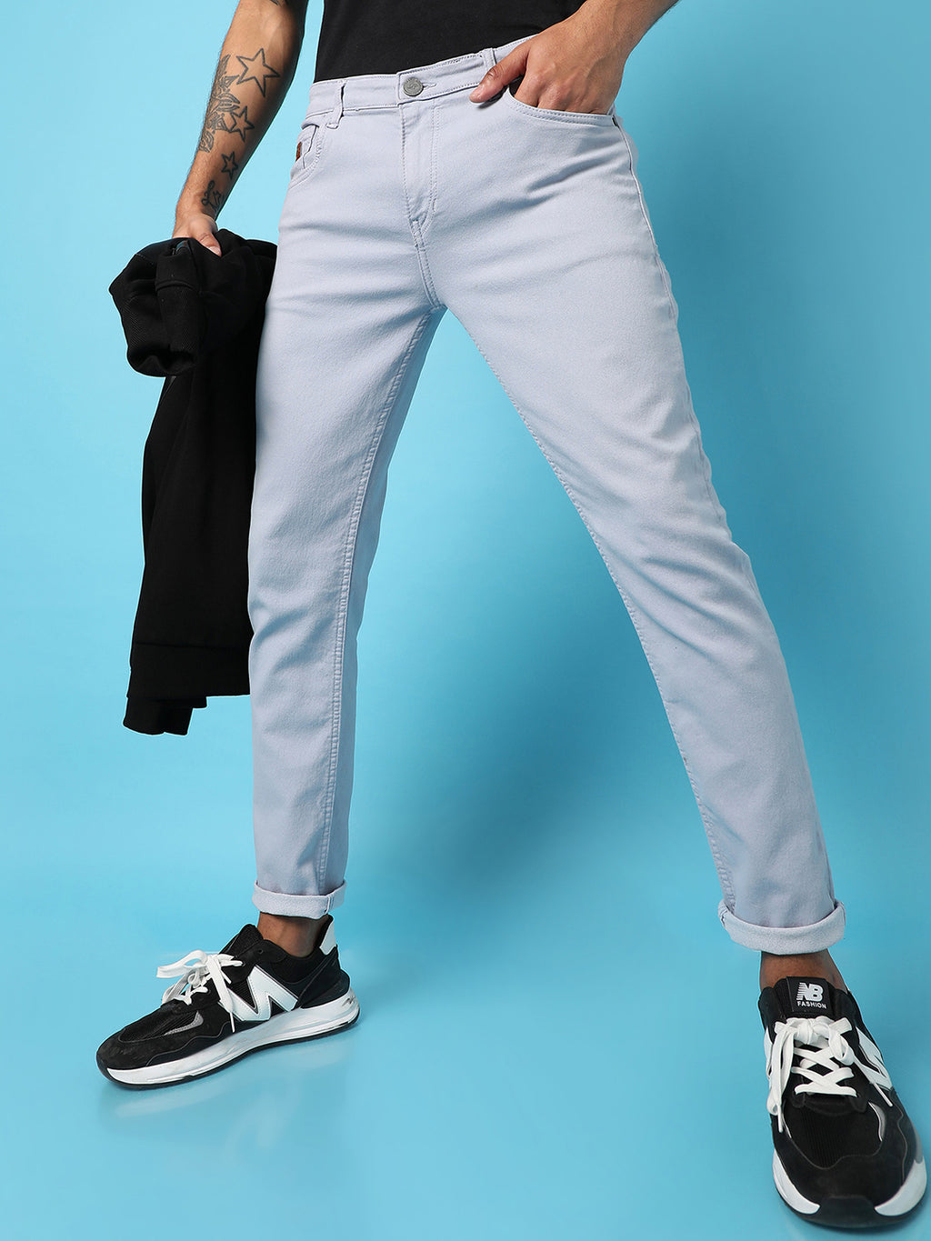 Rolled Hem Denim Jeans