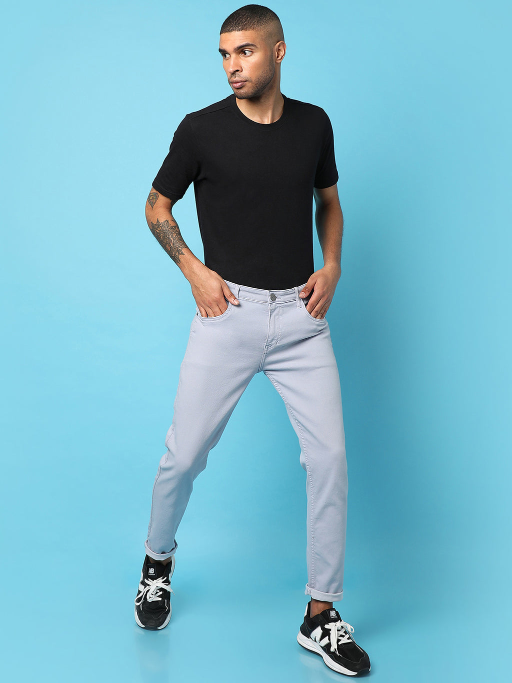 Rolled Hem Denim Jeans