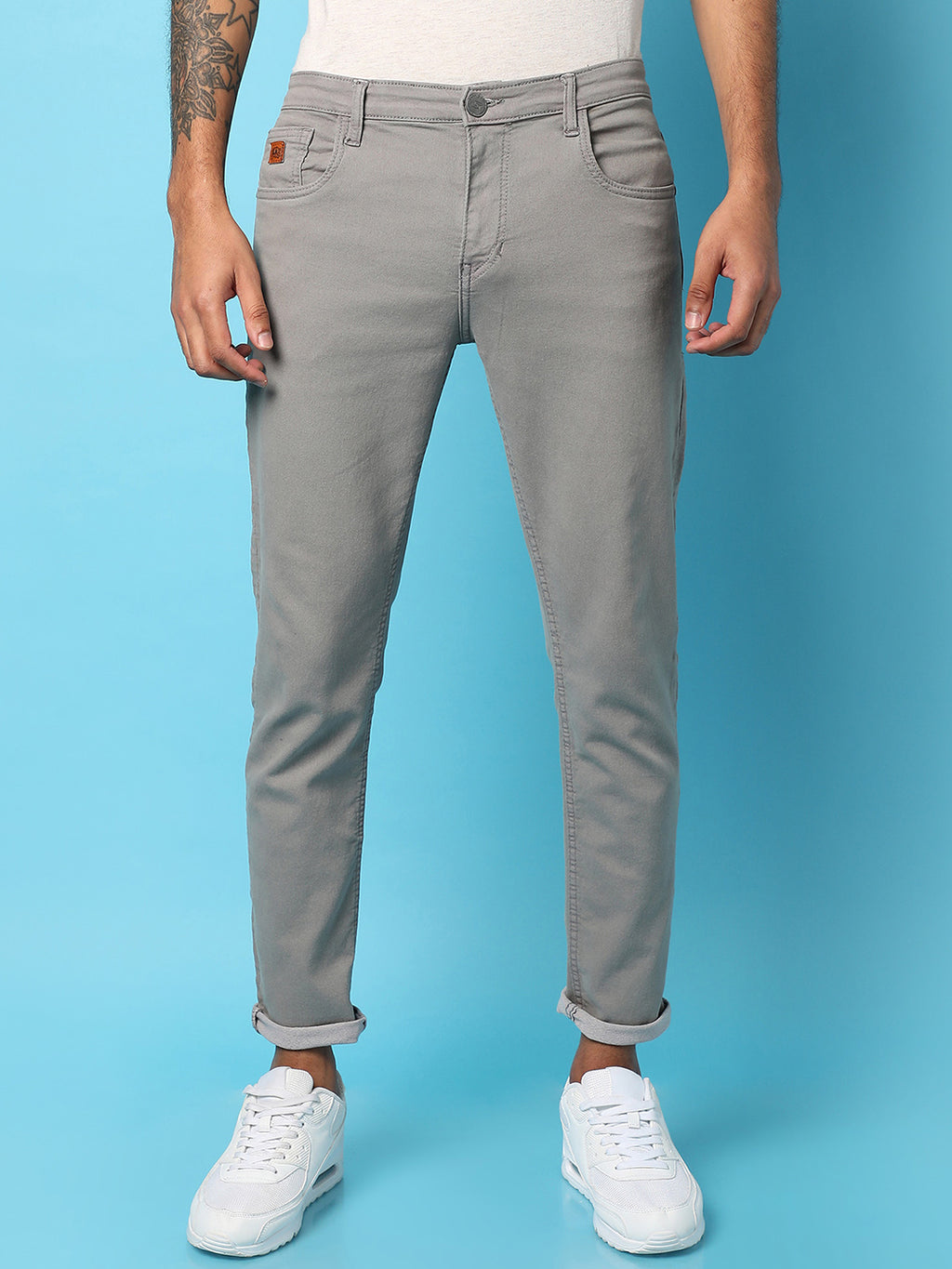 Rolled Hem Denim Jeans