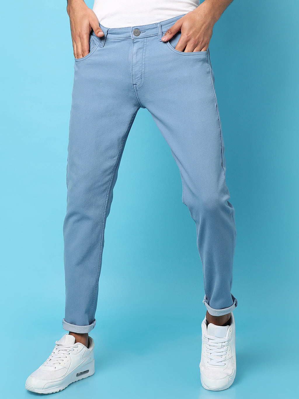 Rolled Hem Denim Jeans