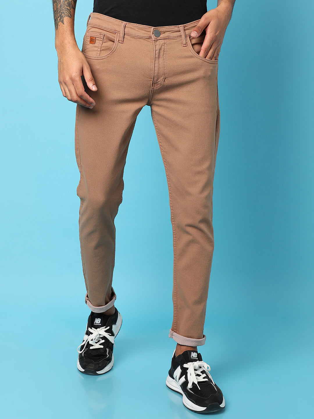 Rolled Hem Denim Jeans