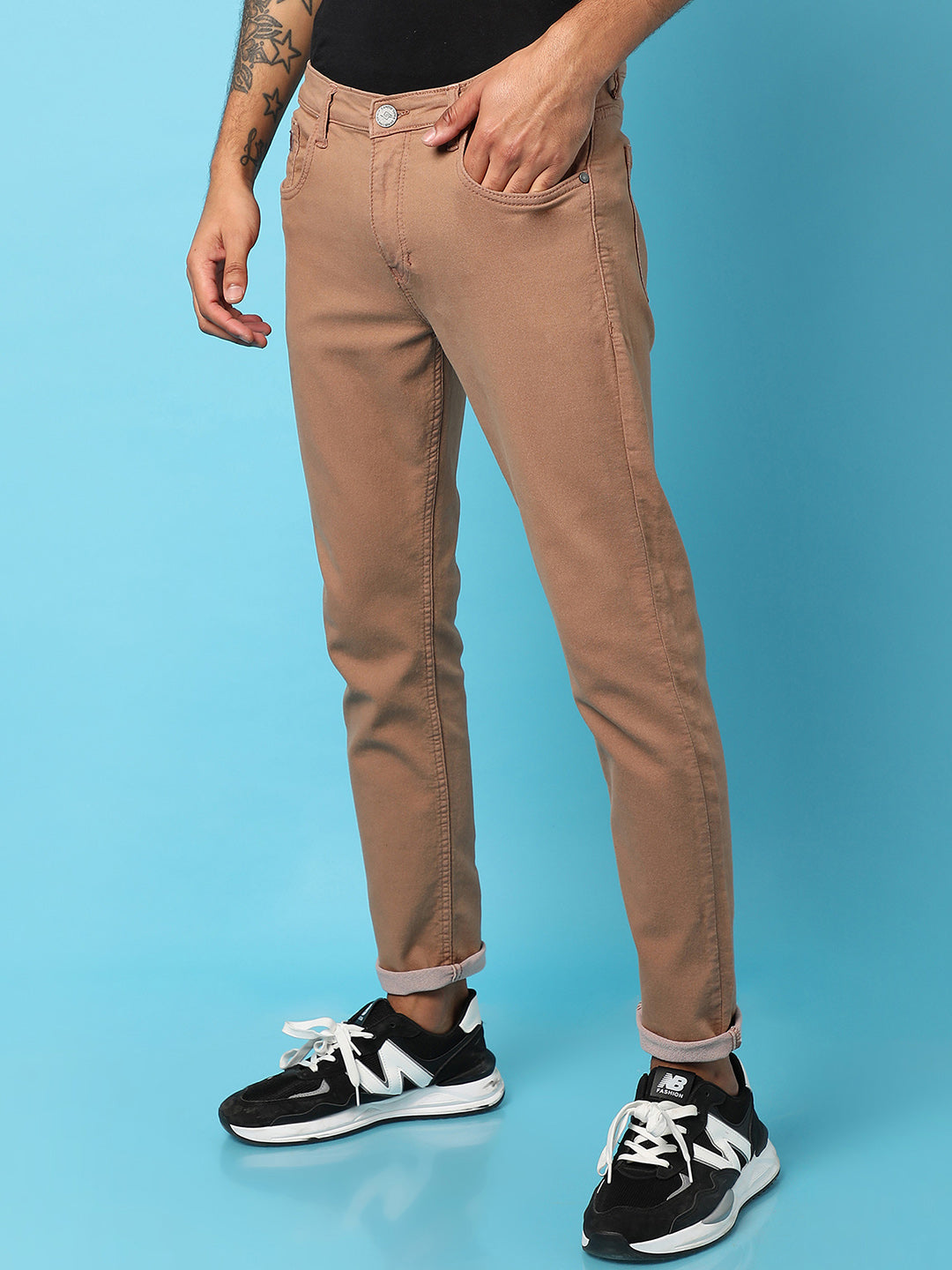 Rolled Hem Denim Jeans