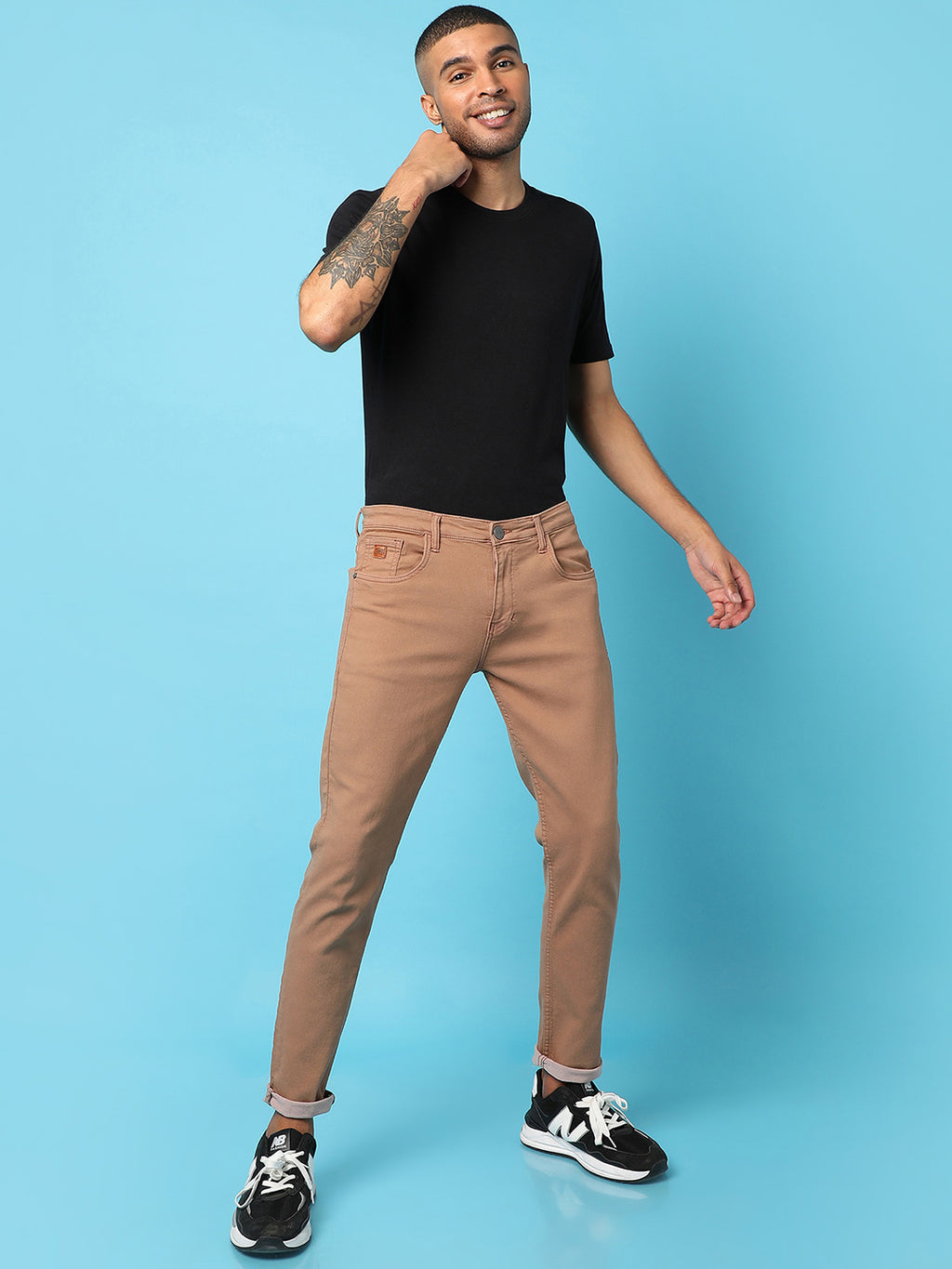 Rolled Hem Denim Jeans