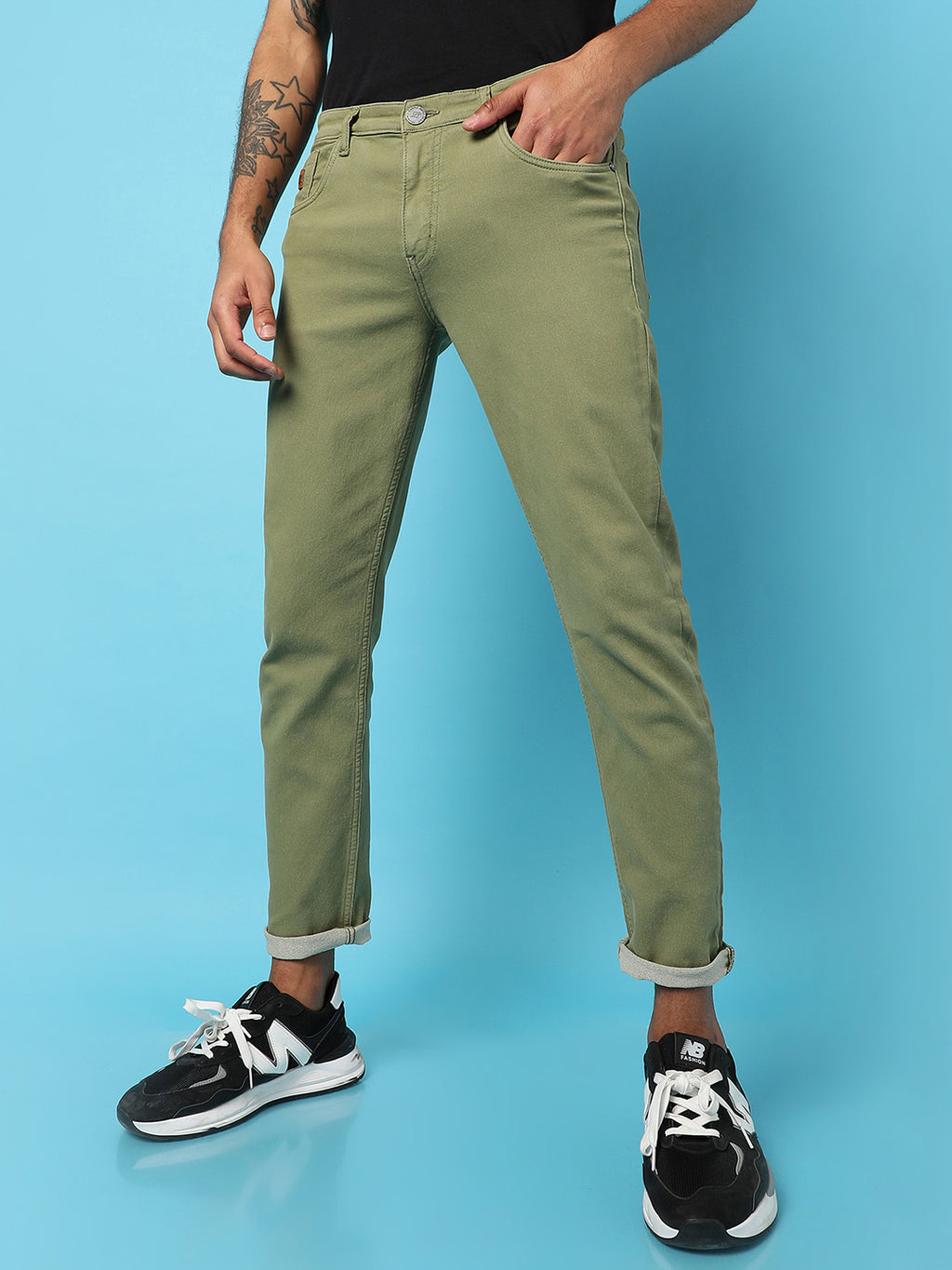 Rolled Hem Denim Jeans