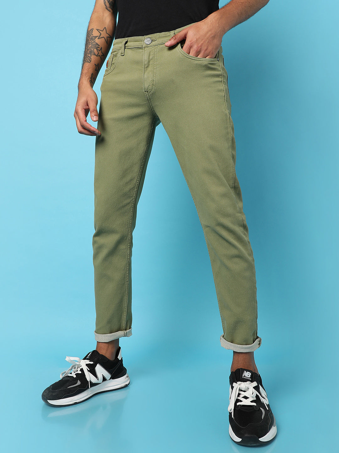 Rolled Hem Denim Jeans