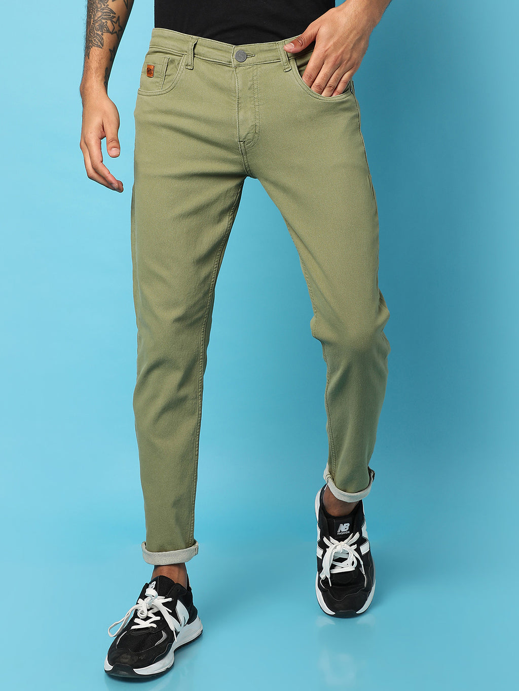 Rolled Hem Denim Jeans