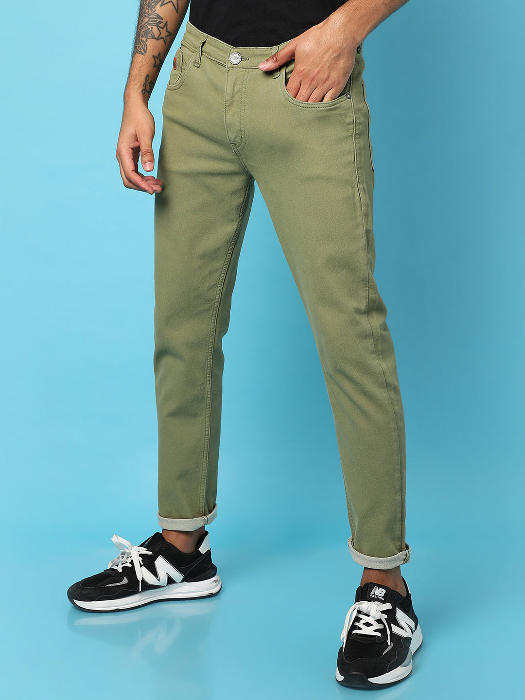 Rolled Hem Denim Jeans