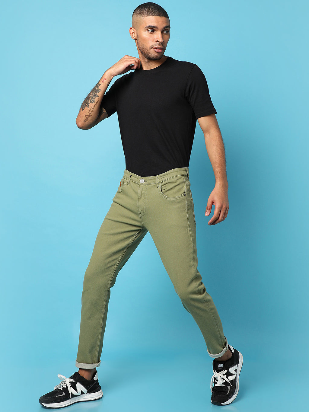 Rolled Hem Denim Jeans