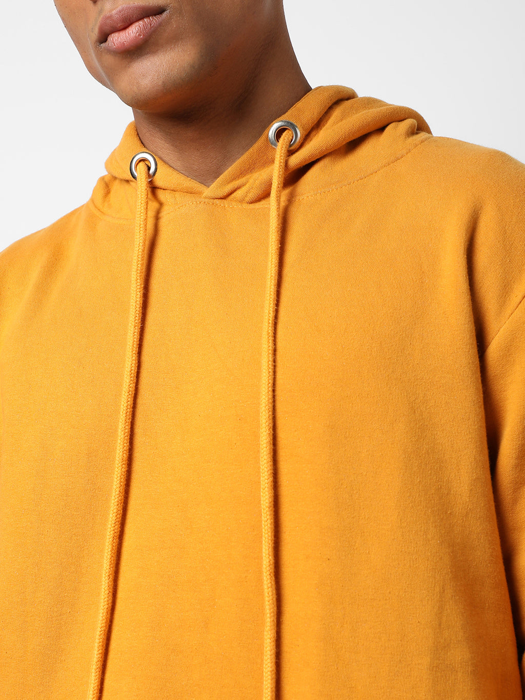 MEN’S COTTON MUSTARD YELLOW FULL SLEEVE SWEATSHIRT WITH HOODIE REGULAR RELAXED FIT