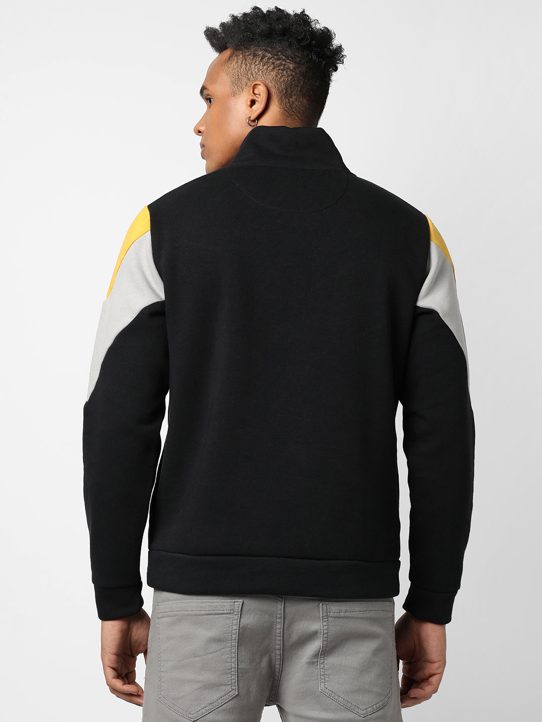 Contrast Panel Sweatshirt With Half-Zip Closure