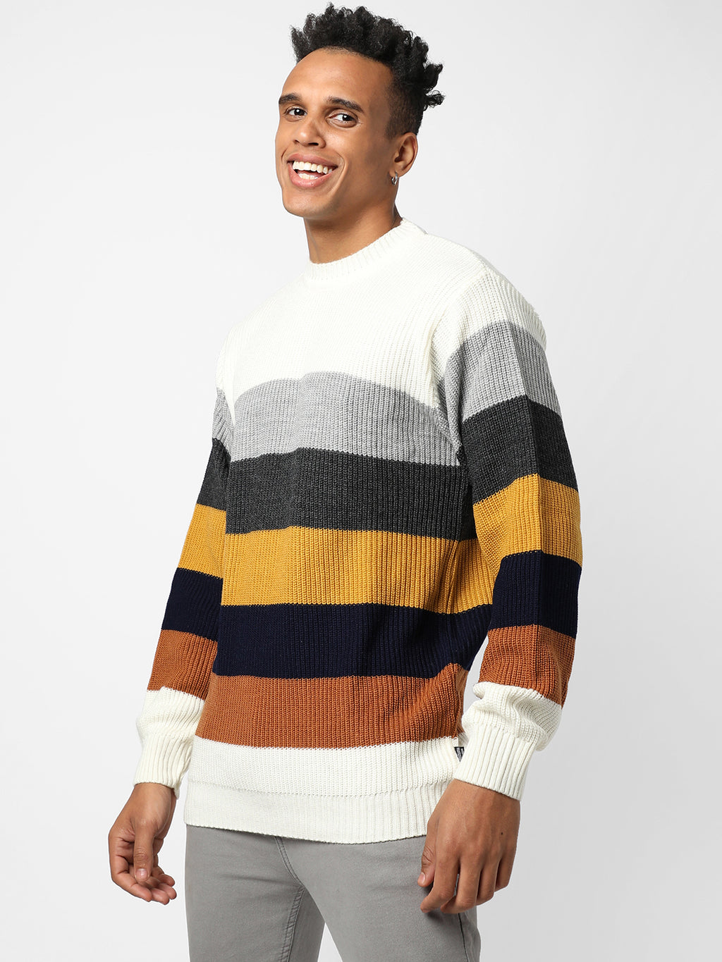 Contrast Panel Pullover Sweater