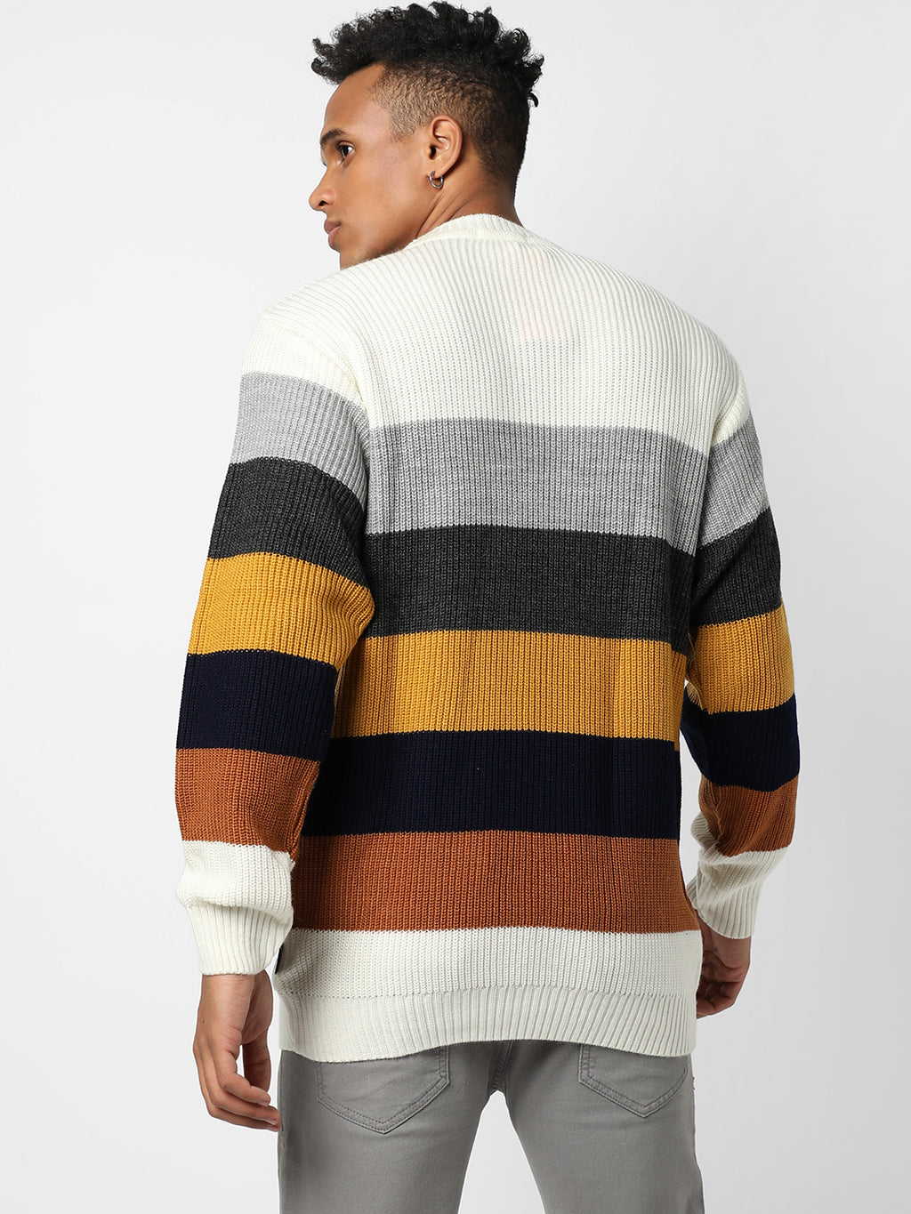 Contrast Panel Pullover Sweater