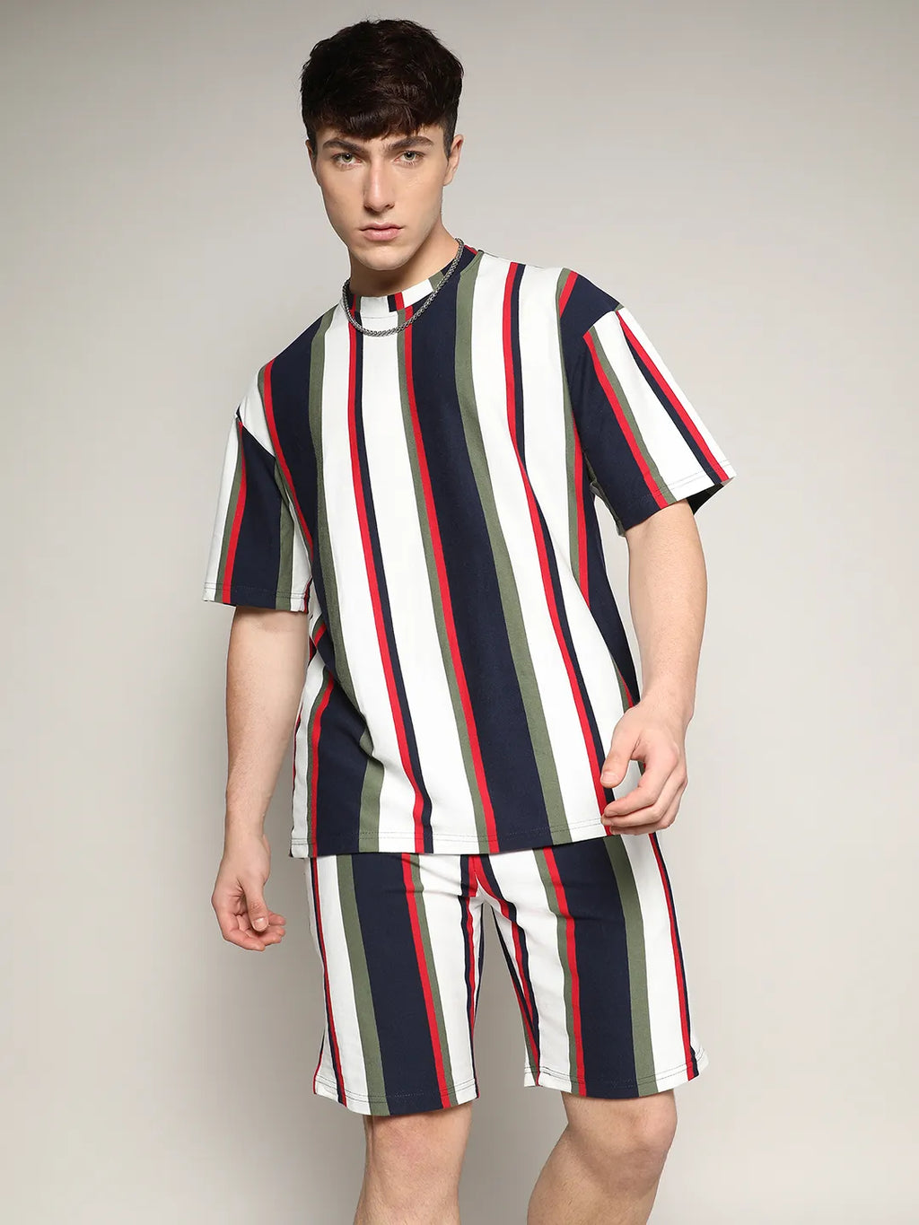 Oversized Unbalanced Striped Co-Ord Set