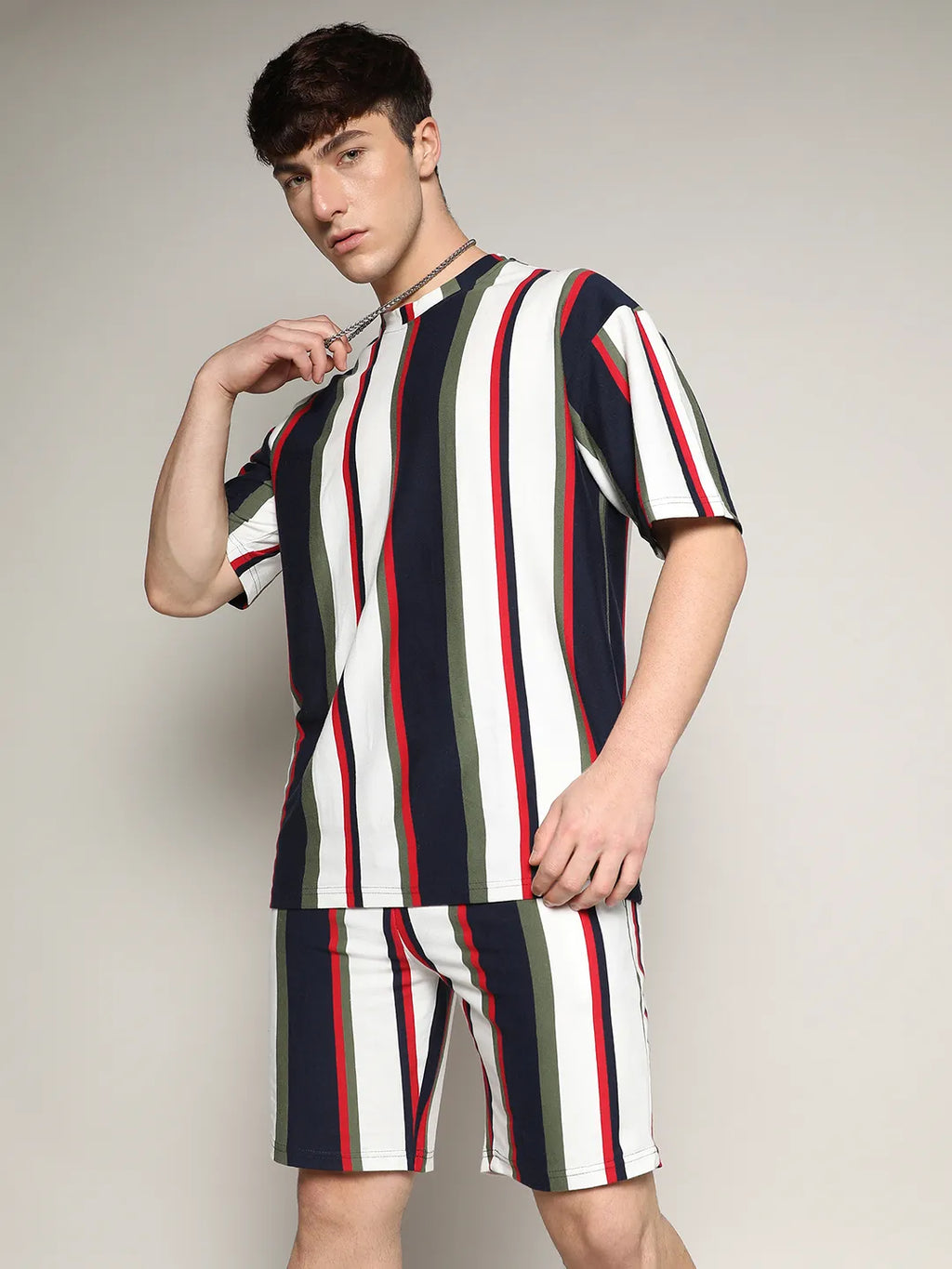 Oversized Unbalanced Striped Co-Ord Set