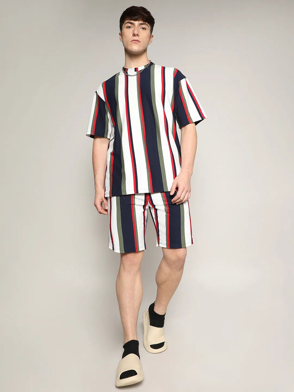 Oversized Unbalanced Striped Co-Ord Set