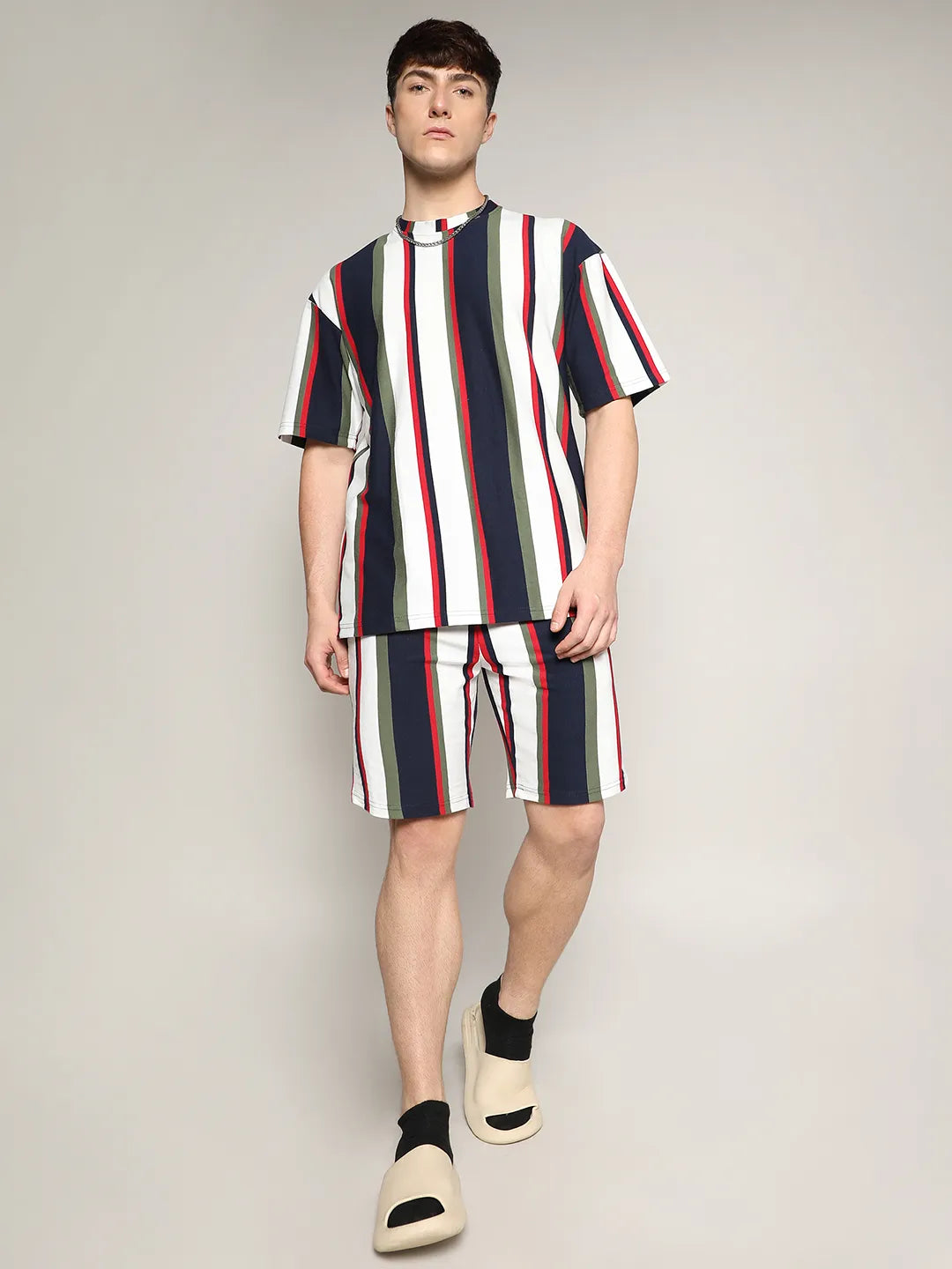 Oversized Unbalanced Striped Co-Ord Set