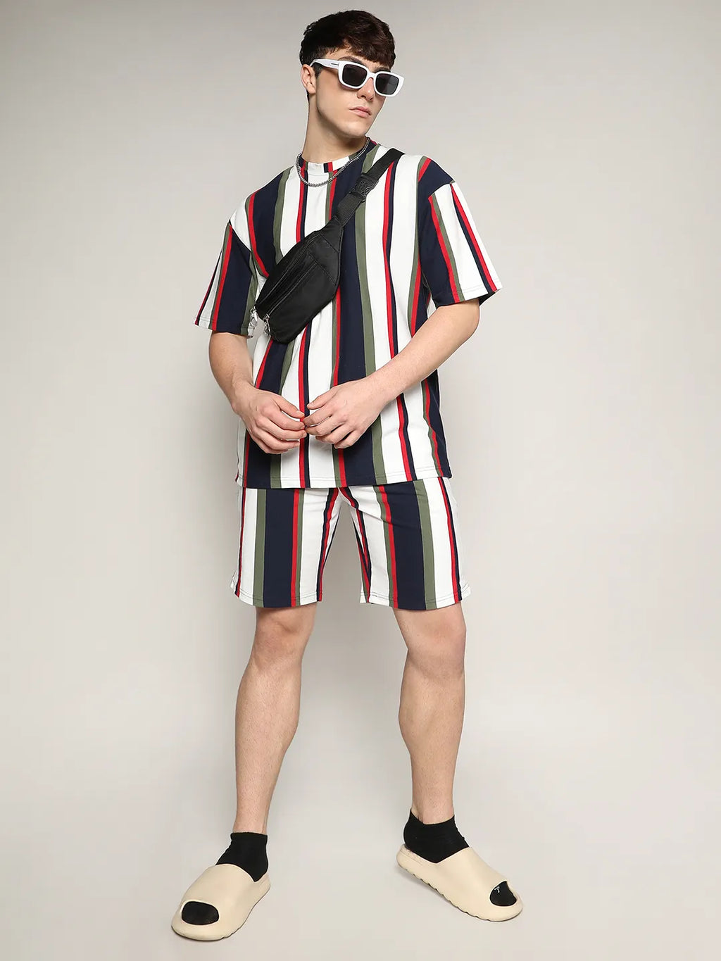 Oversized Unbalanced Striped Co-Ord Set