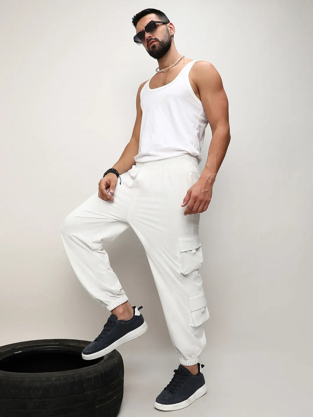 Cuffed Hem Cargo Trousers