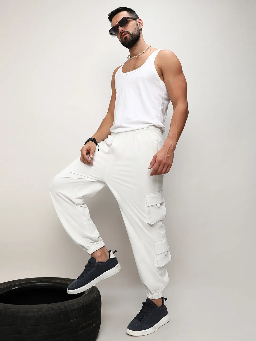 Cuffed Hem Cargo Trousers