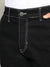 Jet Black Contrast Stitched Denim Jeans