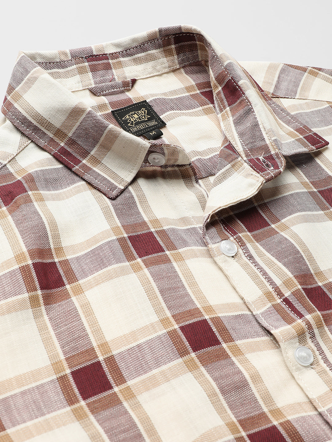 Maroon & White Checks Print Shirt