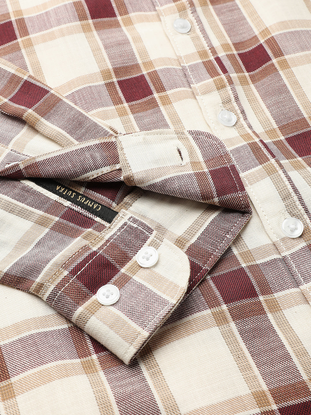 Maroon & White Checks Print Shirt