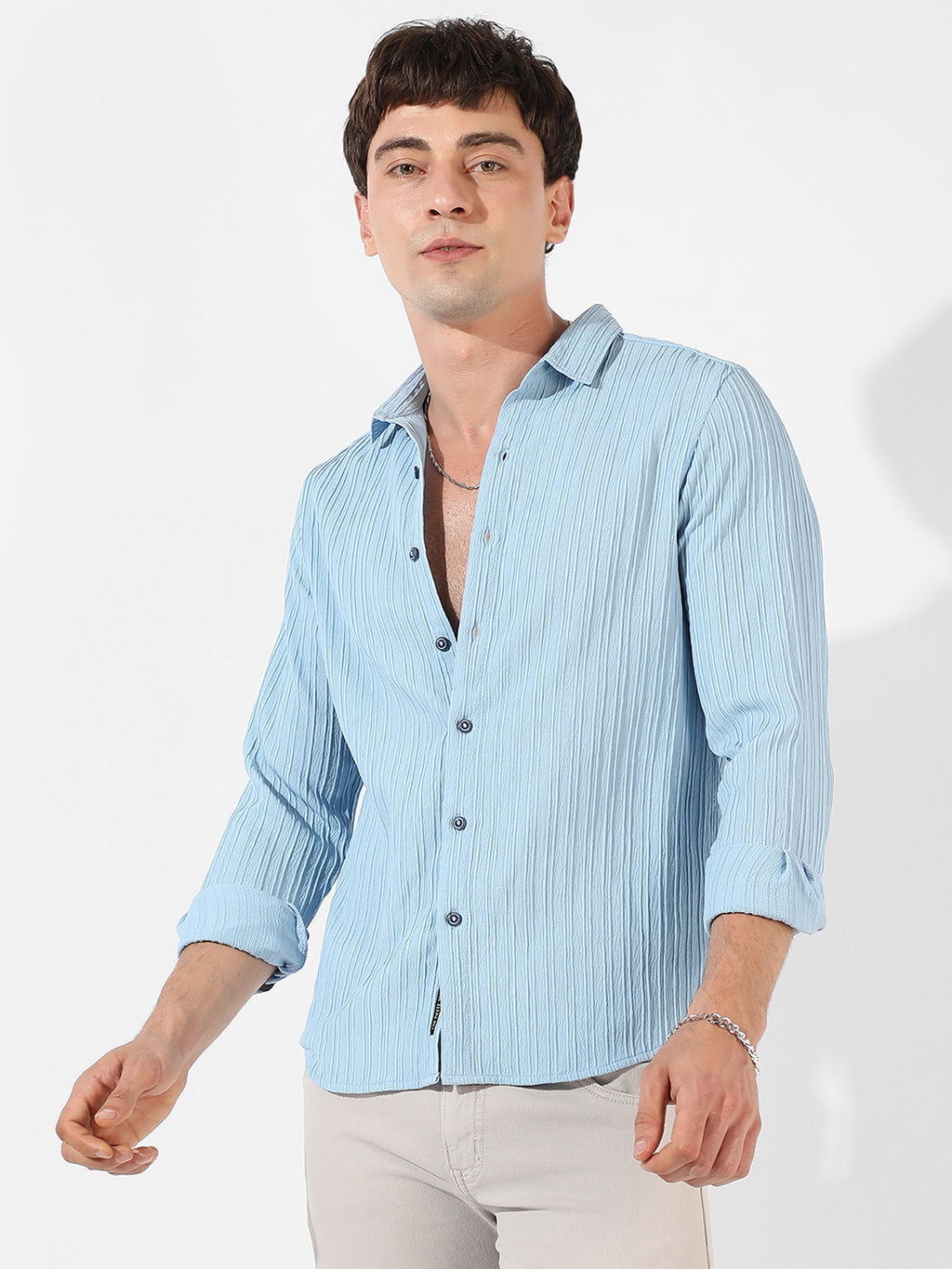 Self-Design Striped Shirt