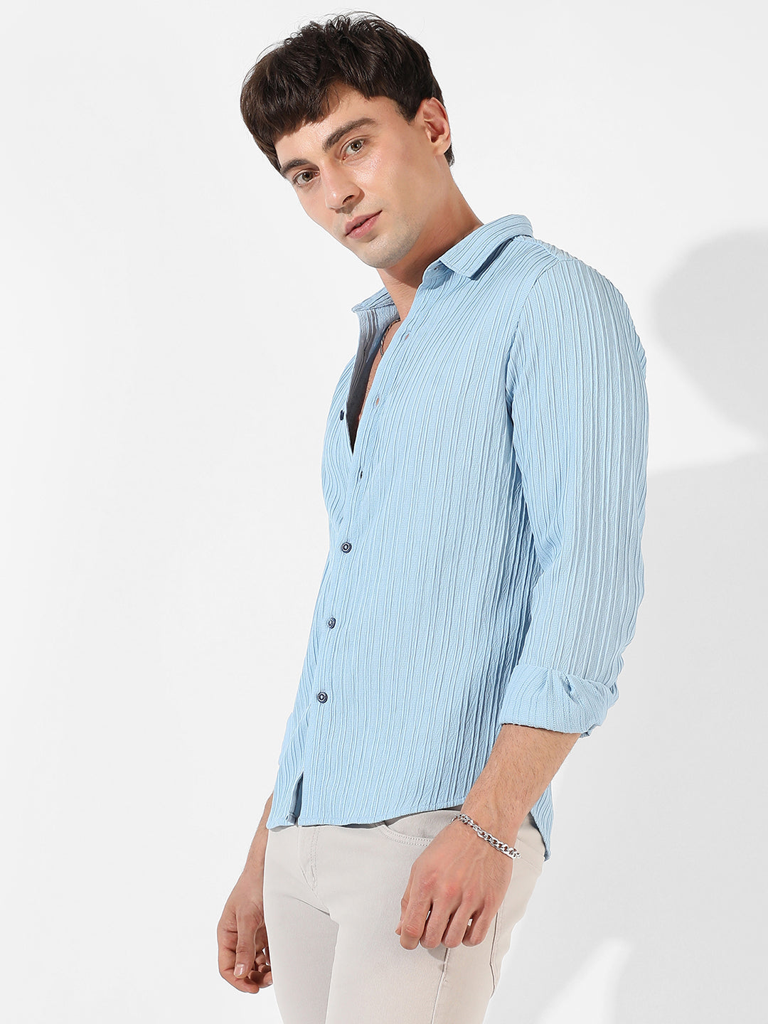 Self-Design Striped Shirt