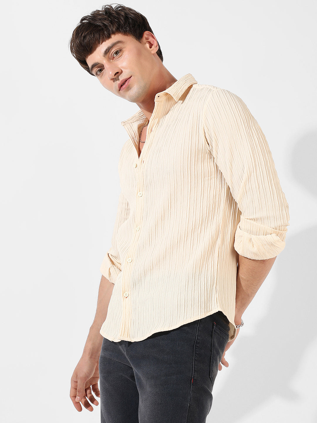 Self-Design Striped Shirt