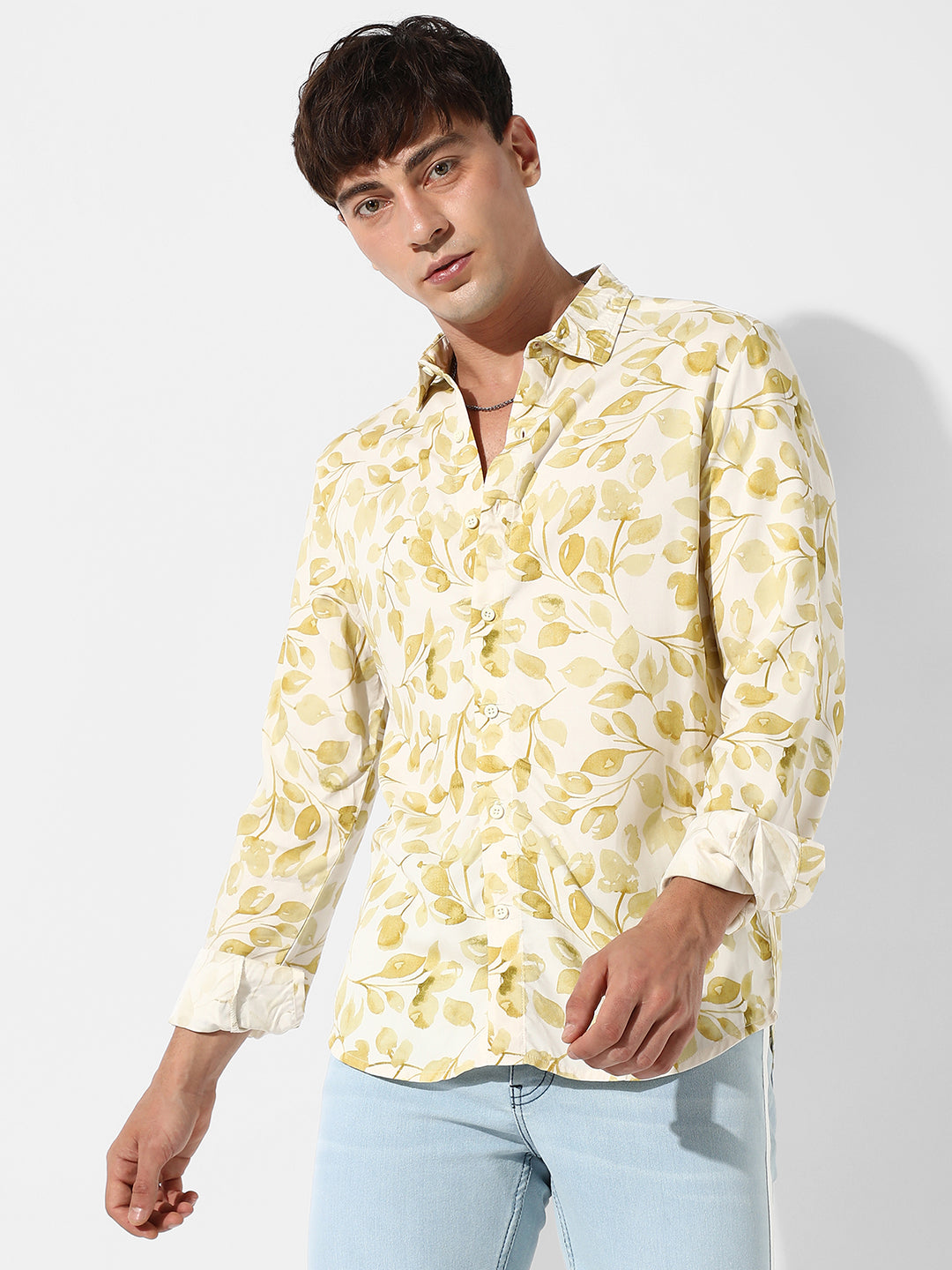 Artistic Foliage Print Shirt