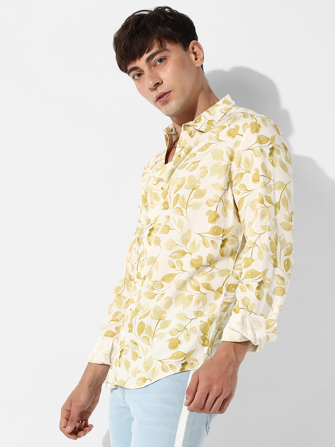 Artistic Foliage Print Shirt