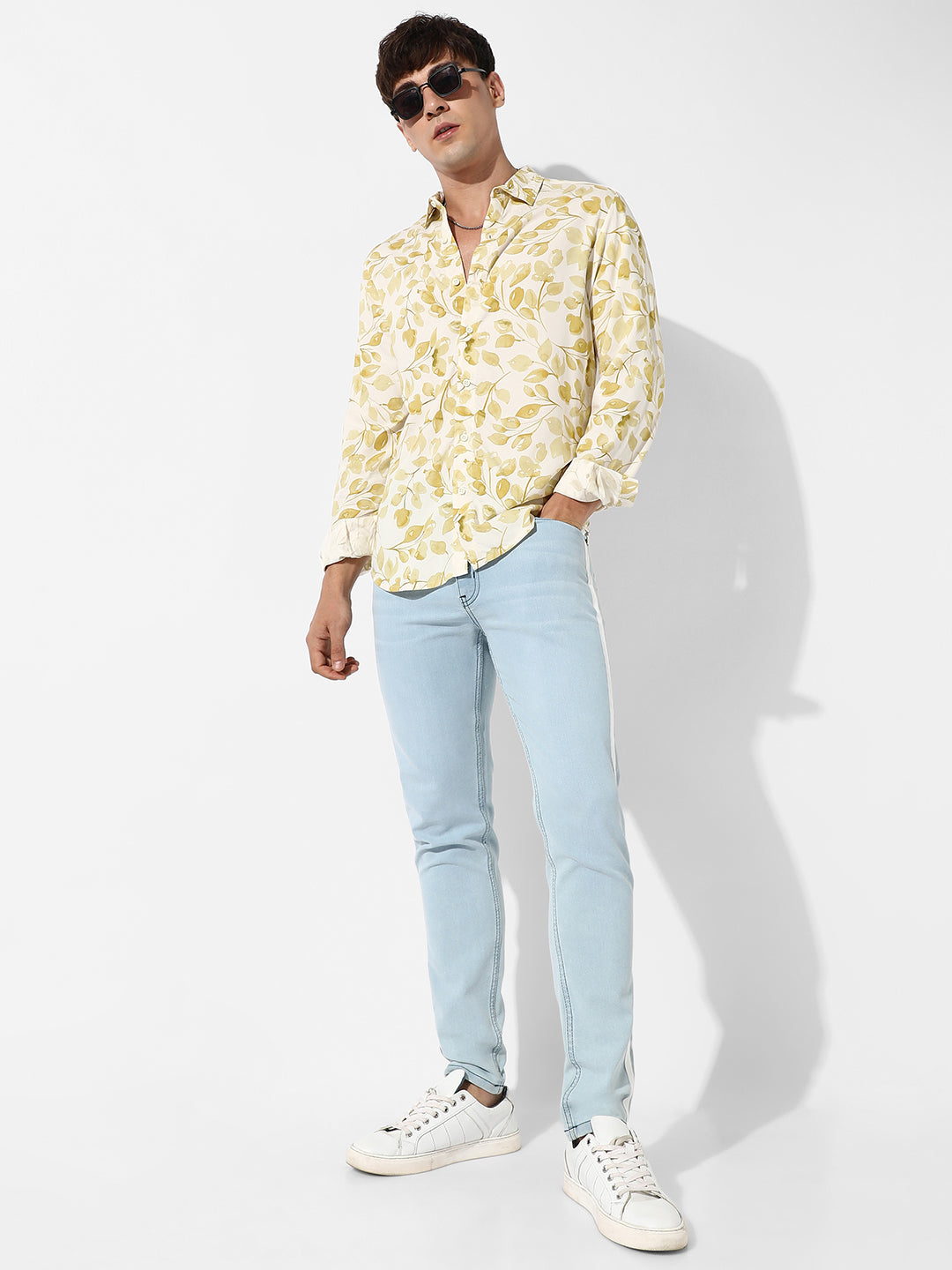 Artistic Foliage Print Shirt