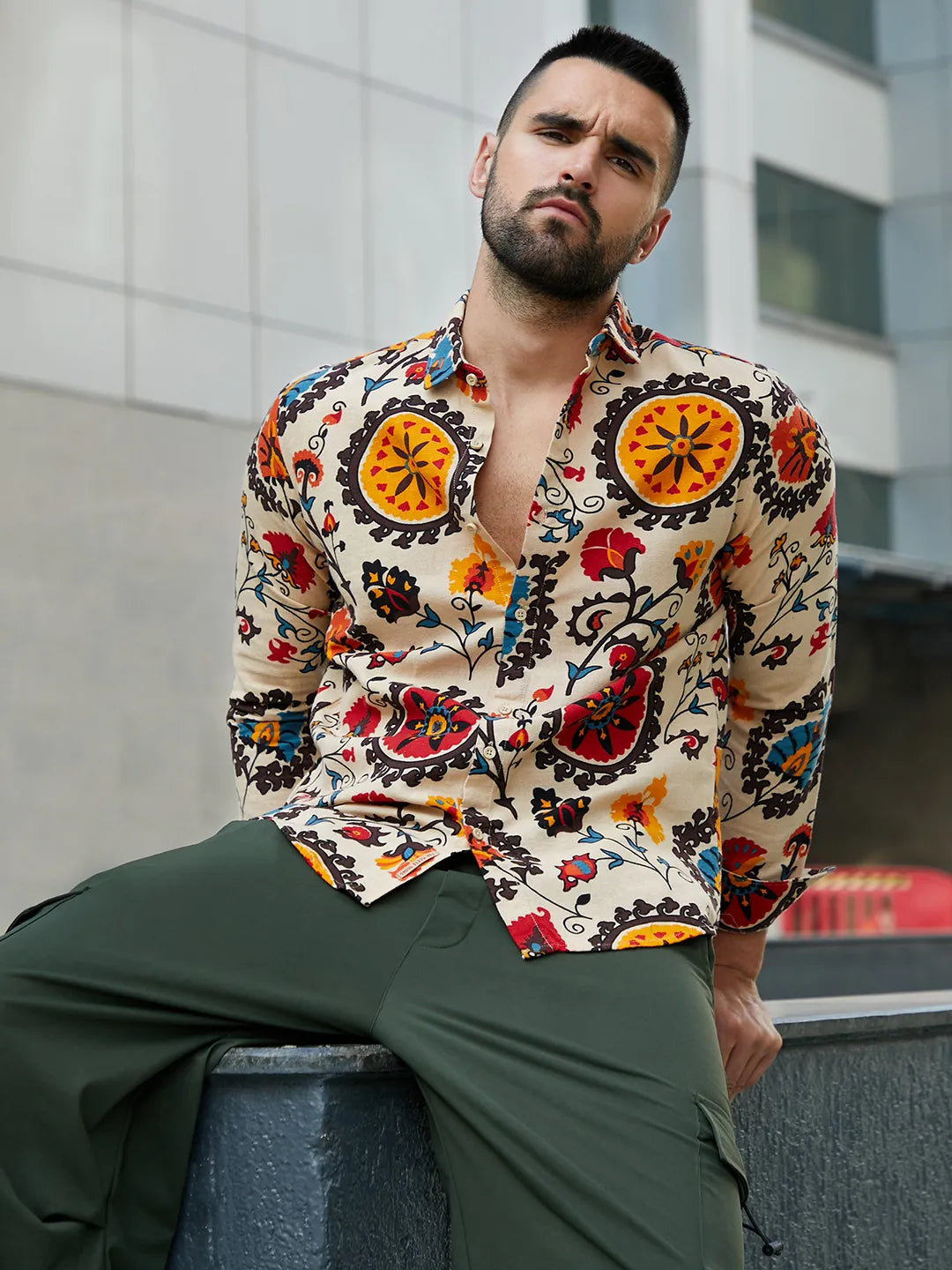 Campus Sutra men s Multicolour Ethnic Floral Shirt Campussutra