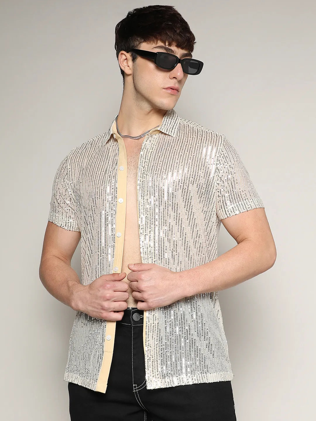Sheer Sequin Shirt L - Main Image