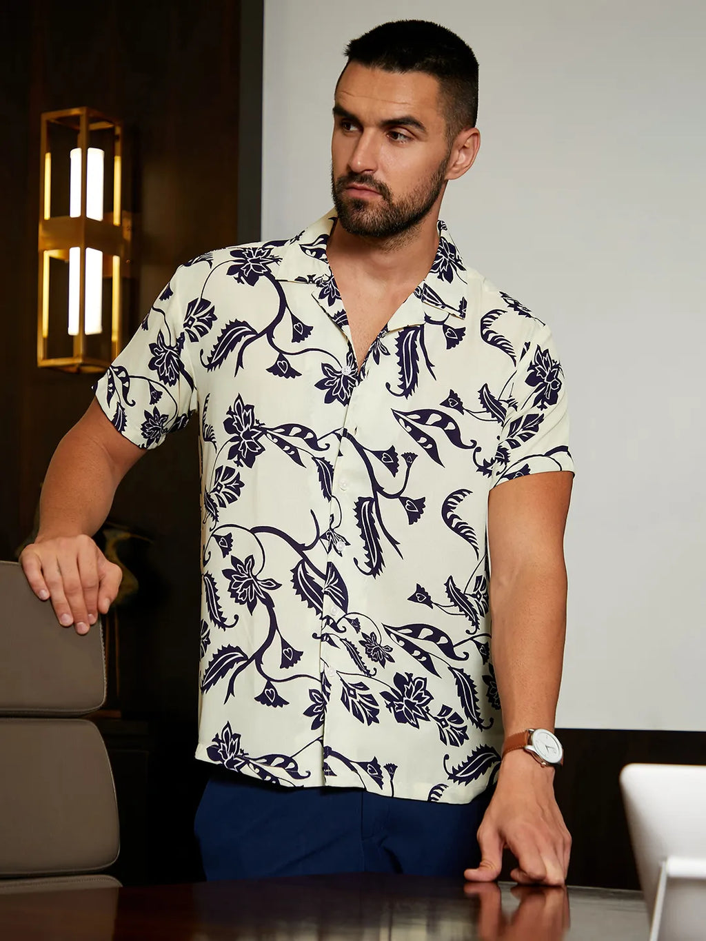 Contrast Flower Shirt