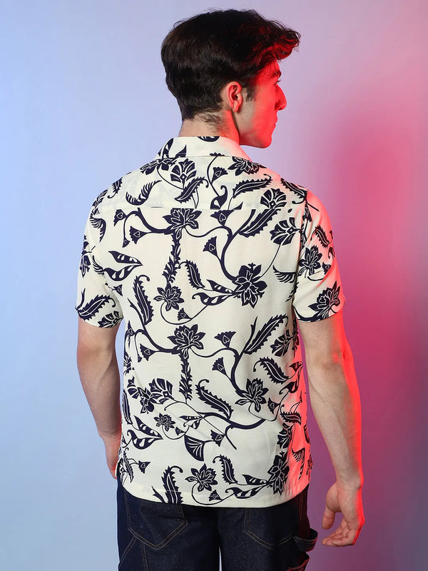 Contrast Flower Shirt