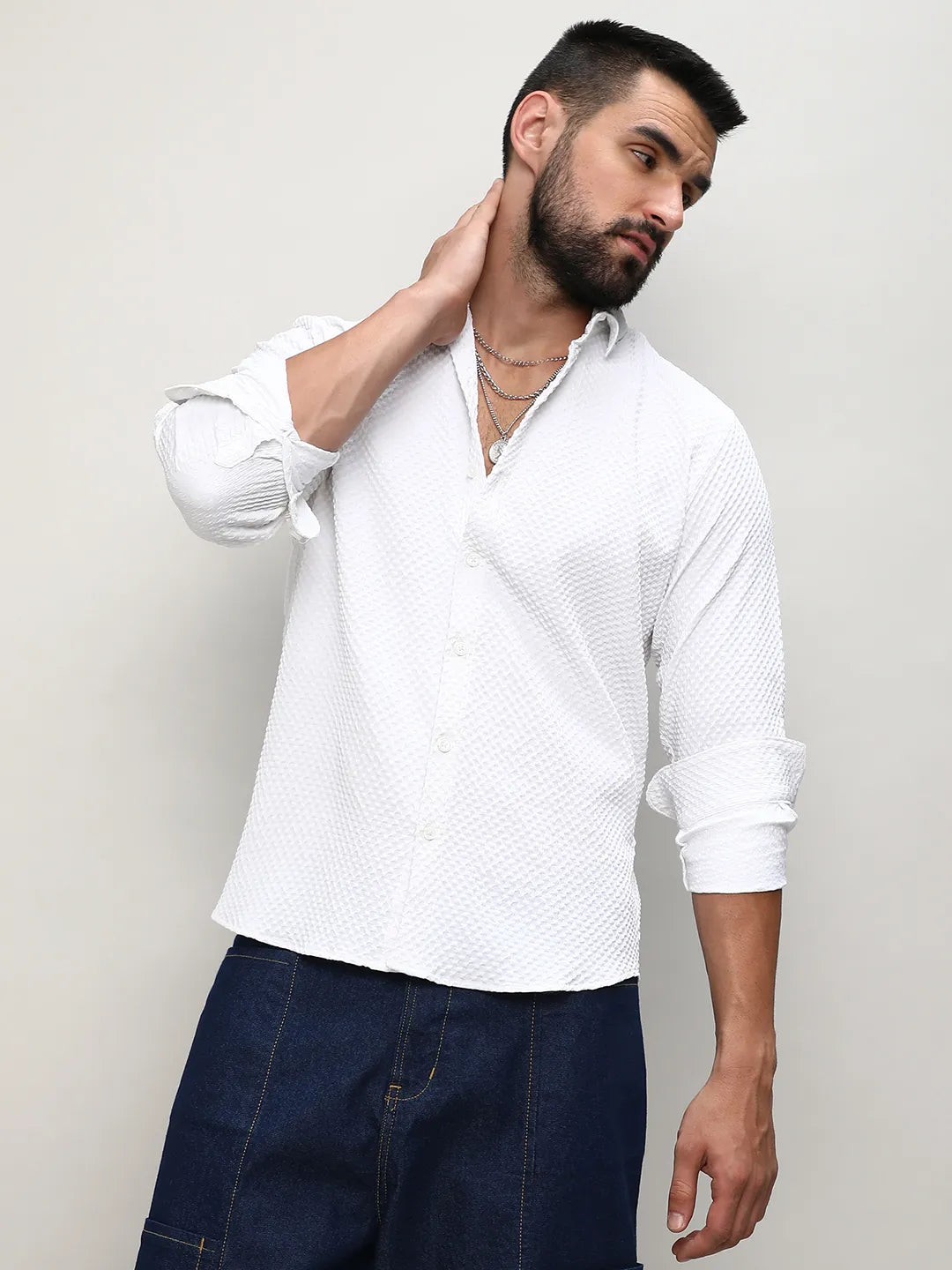 Embossed Micro Check Shirt