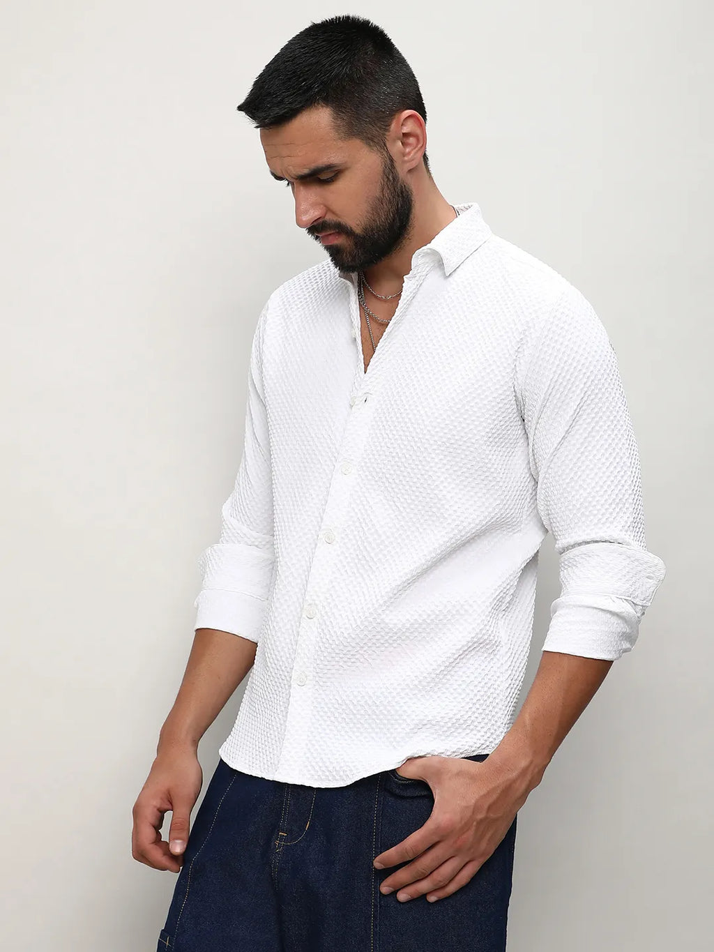 Embossed Micro Check Shirt