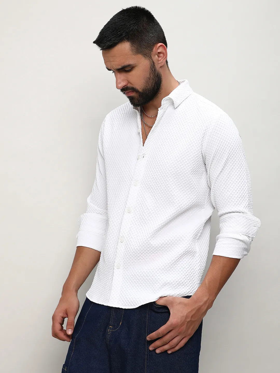 Embossed Micro Check Shirt