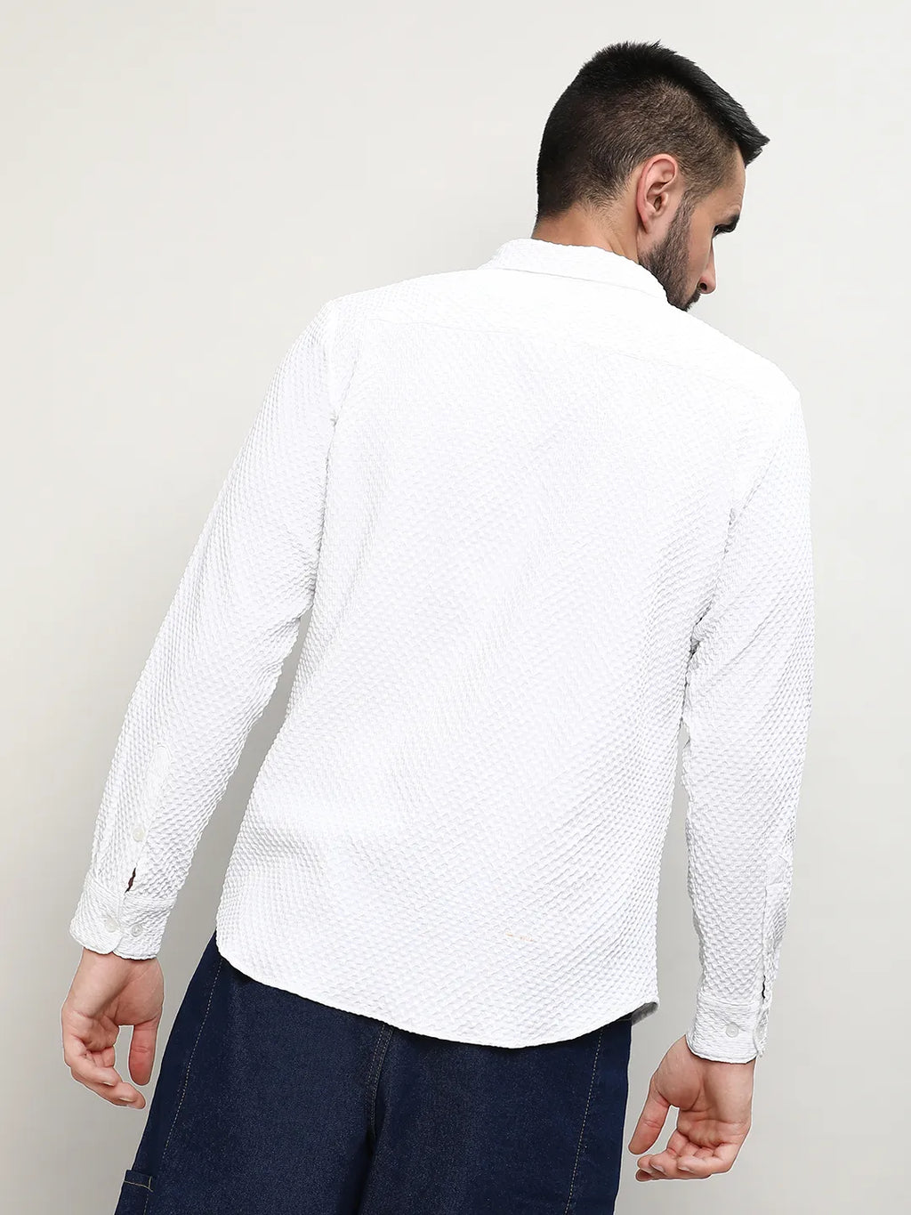 Embossed Micro Check Shirt