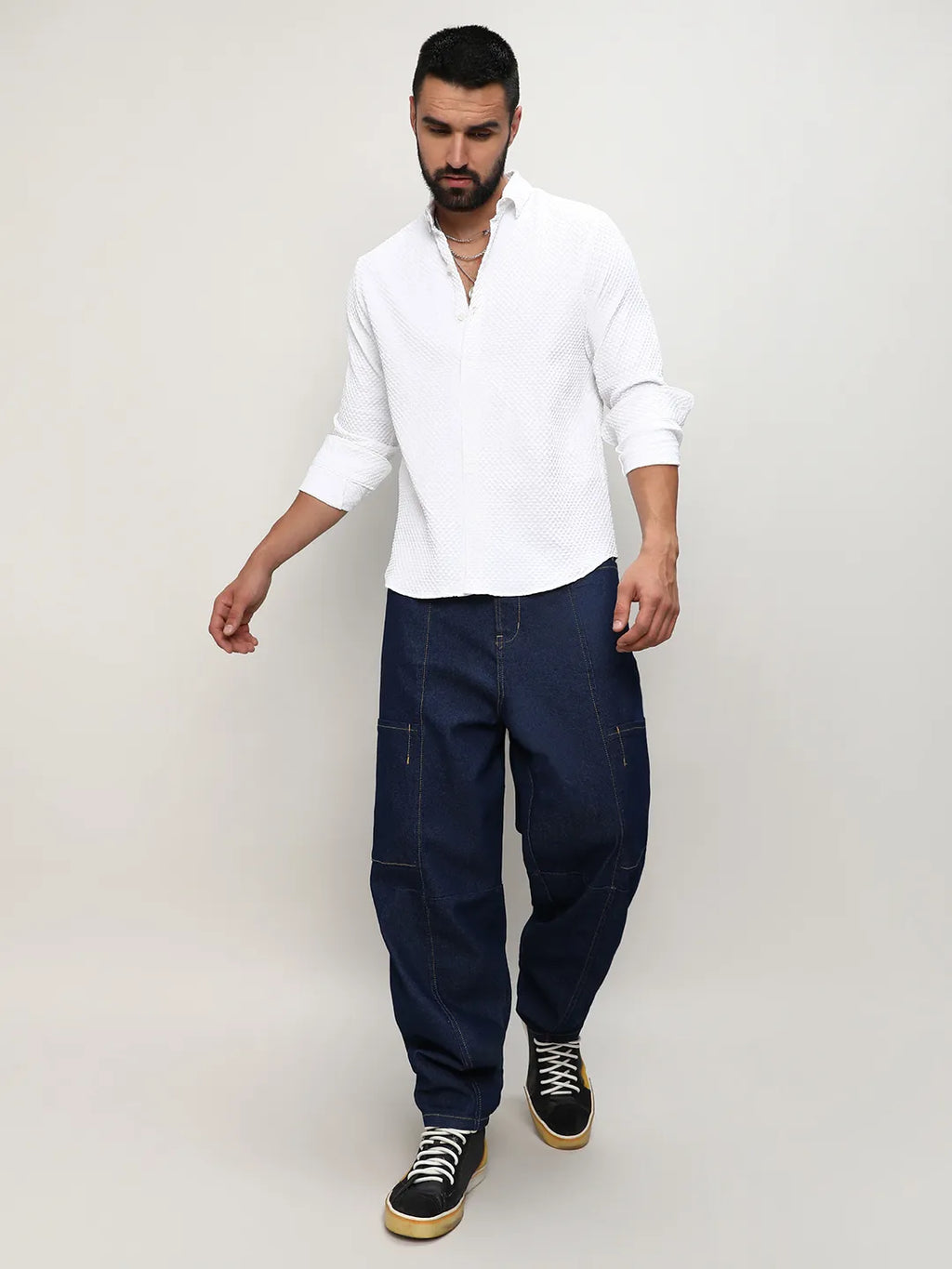 Embossed Micro Check Shirt