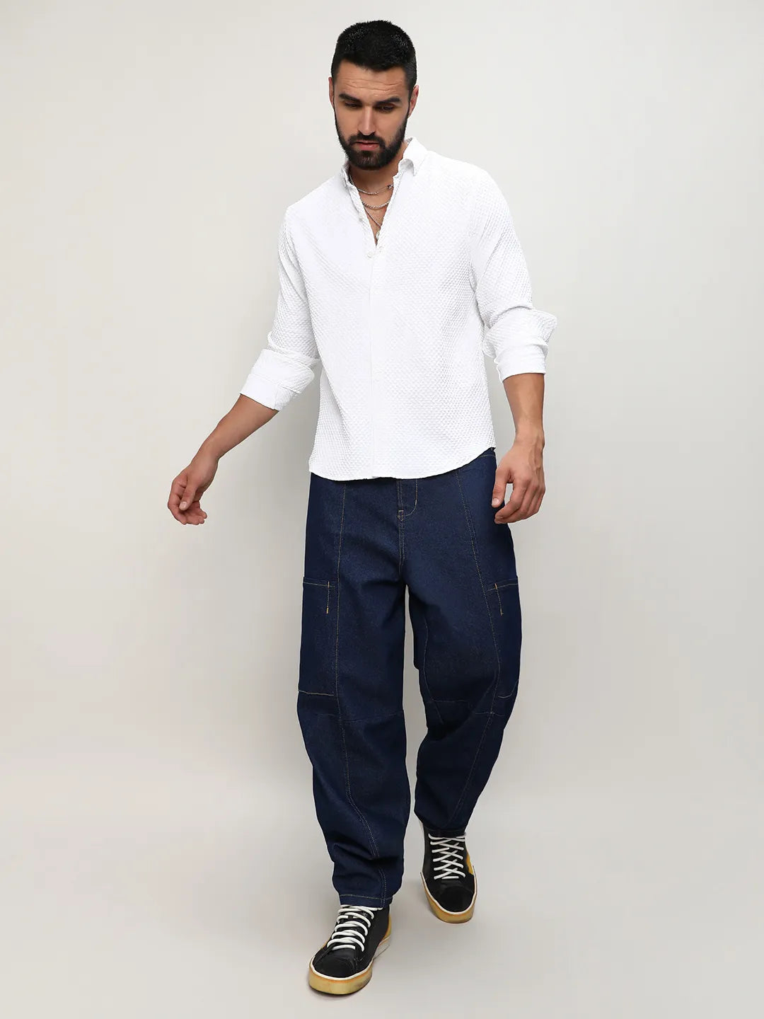 Embossed Micro Check Shirt