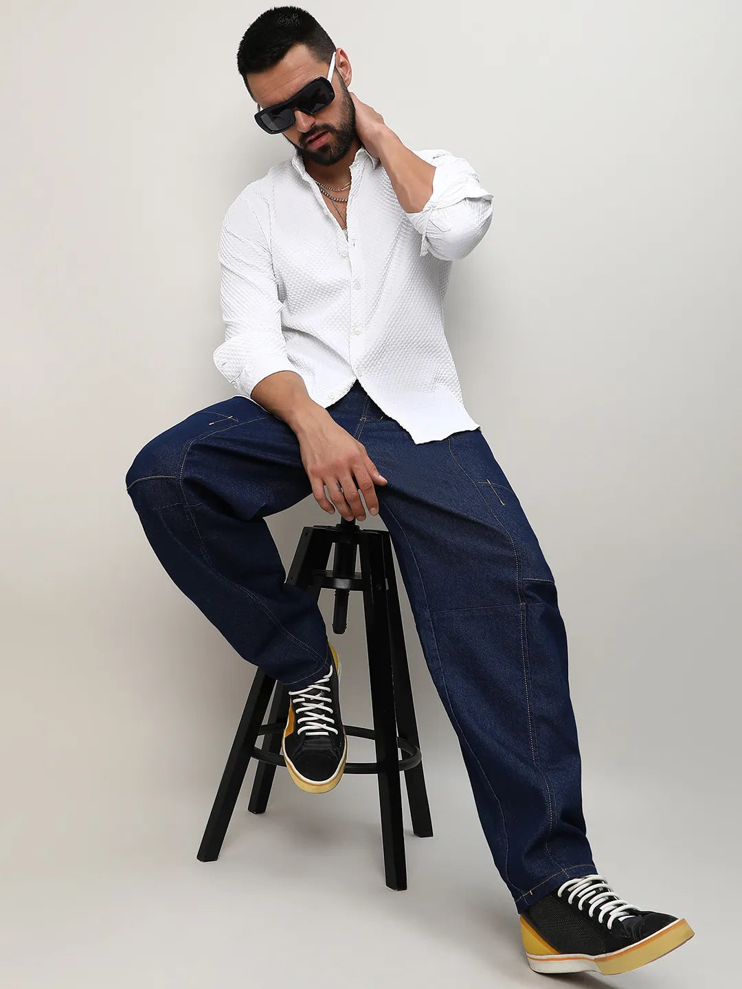 Embossed Micro Check Shirt