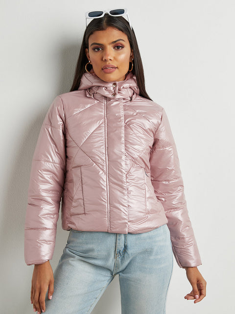 Quilted Bomber Jacket With Detachable Hood