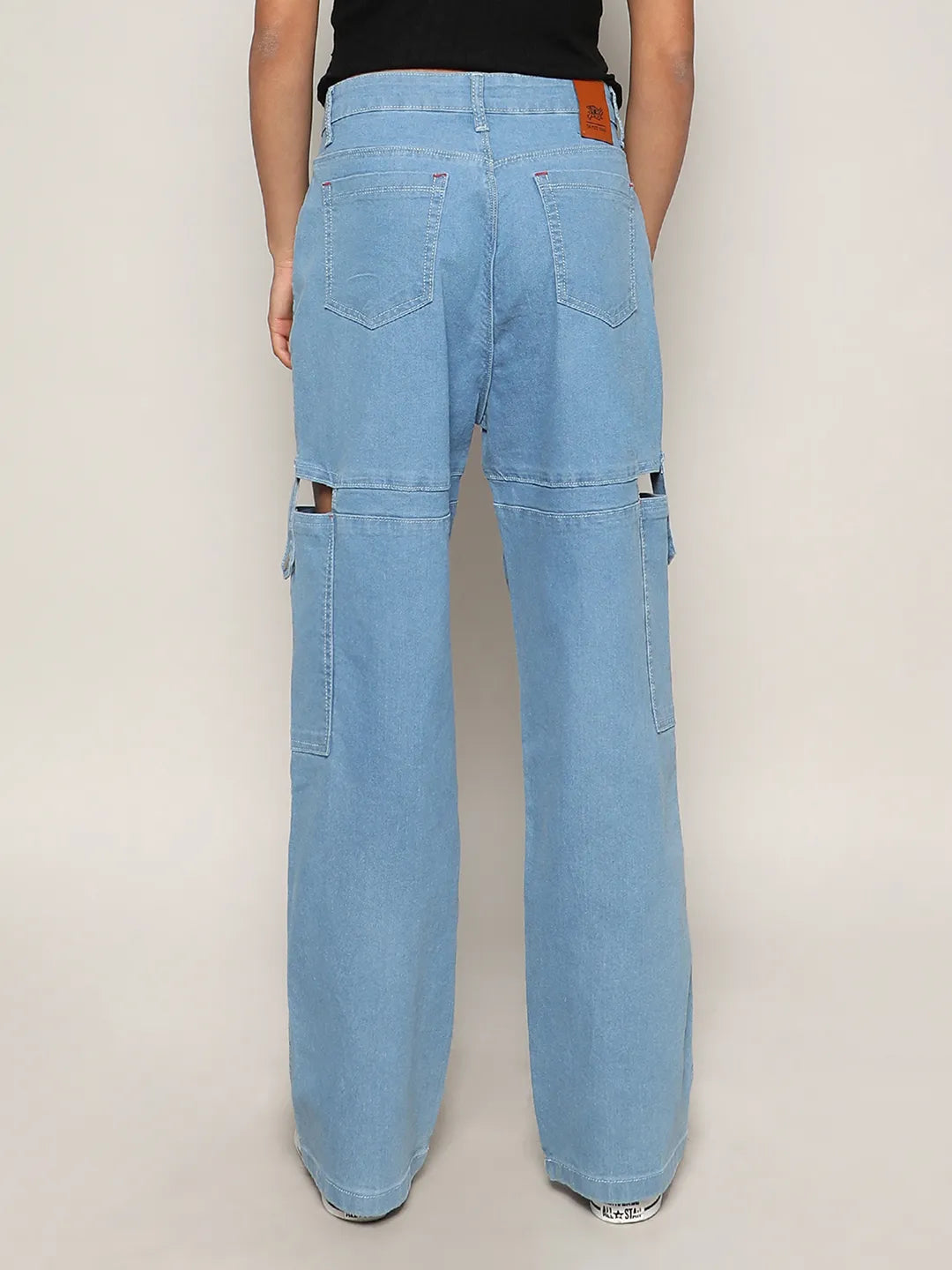 Mid-Rise Cutout Denim Jeans