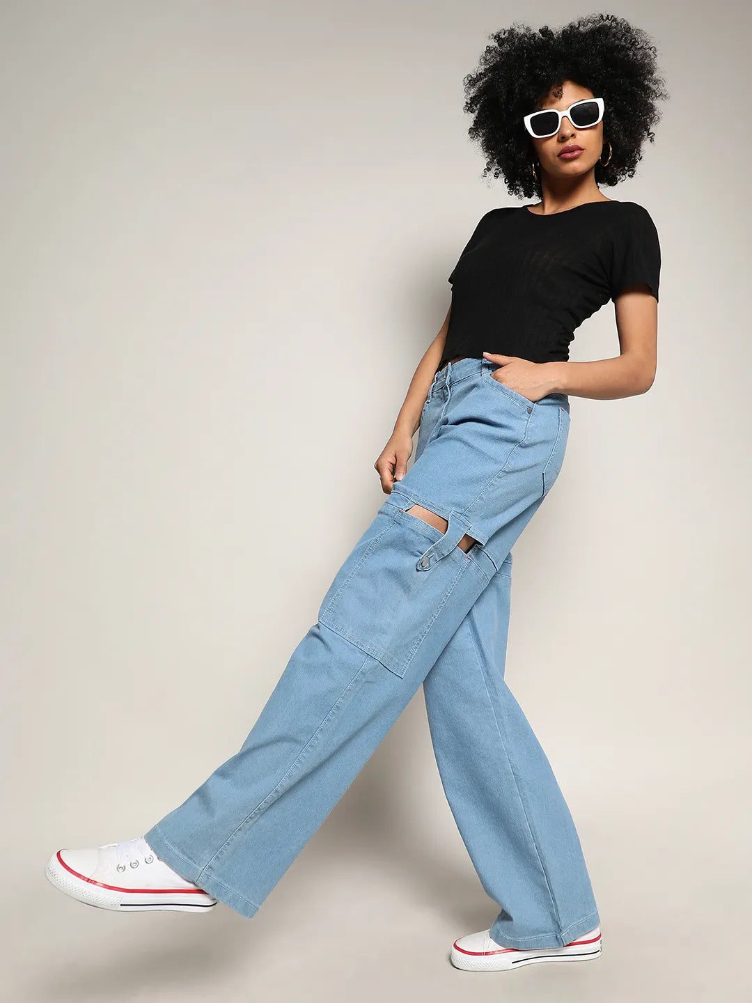 Mid-Rise Cutout Denim Jeans