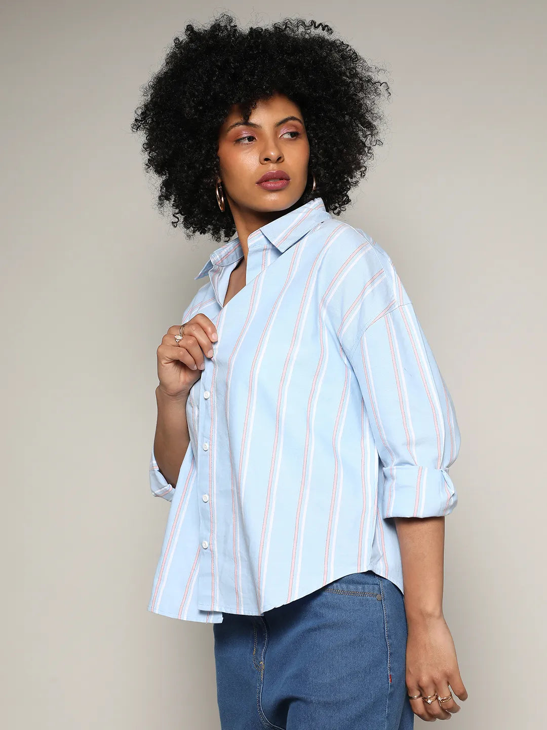 Contrast Striped Boxy Shirt