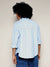 Baby Blue Contrast Striped Boxy Shirt